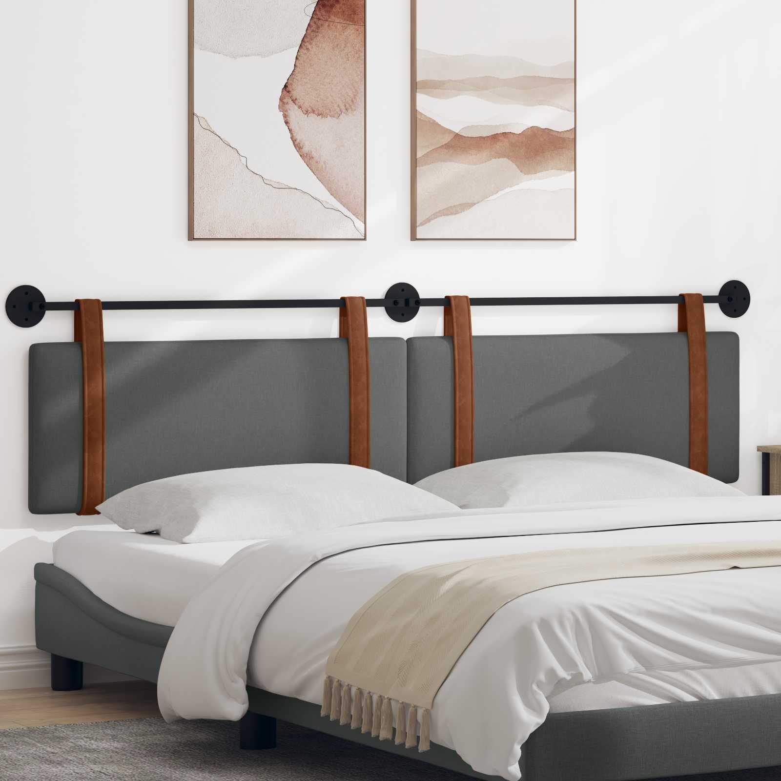 Hængende Hovedgavl Ensfarvet Mørkegrå 210 x 55 x 5 cm Antik PU