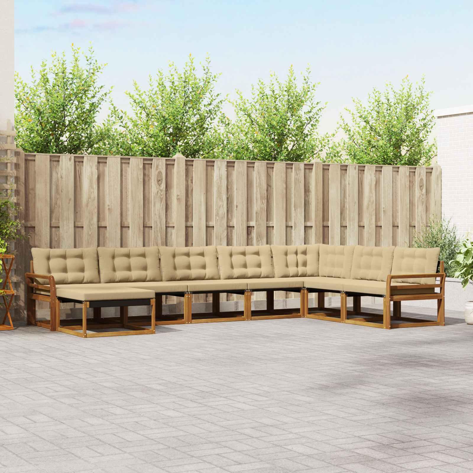 Udendørs sofagruppe 24 stk Naturlig og Beige Massivt Akacietræ