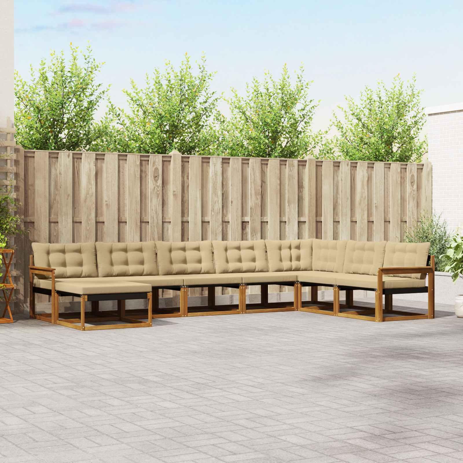 Udendørs sofagruppe 24 stk Naturlig og Beige Massivt Akacietræ