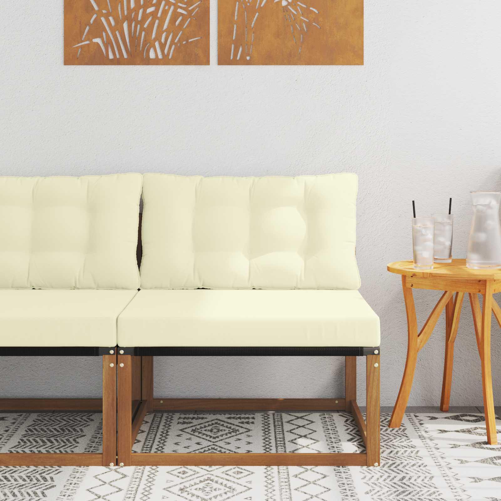 Udendørs Mellem Sofa Massivt Akacietræ Naturfarvet