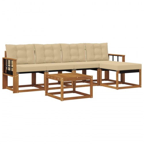Udendørs sofagruppe med pude 6 stk Naturlig og Beige