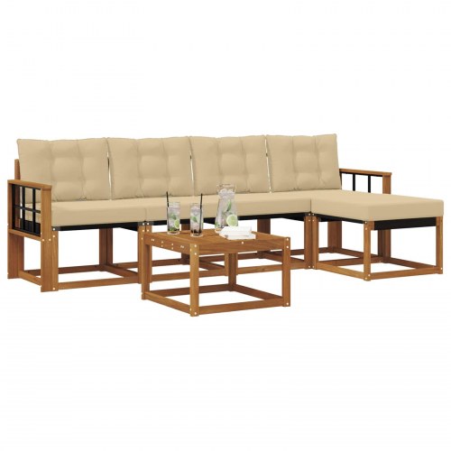 Udendørs sofagruppe med pude 6 stk Naturlig og Beige
