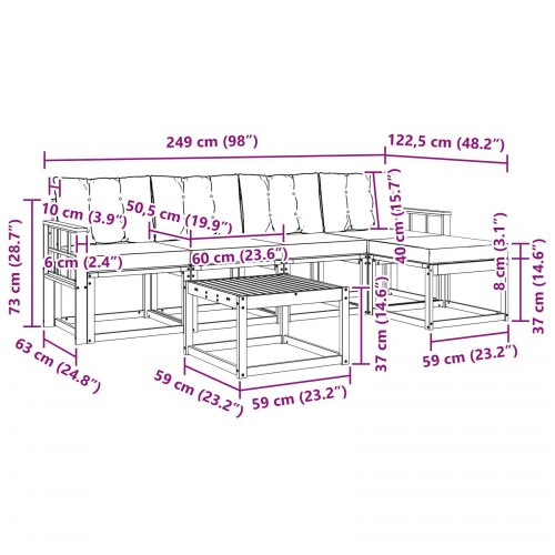 Udendørs sofagruppe med pude 6 stk Naturlig og Beige