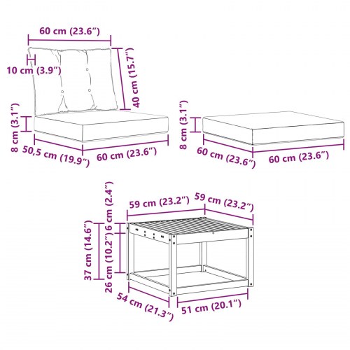 Udendørs sofagruppe med pude 6 stk Naturlig og Beige
