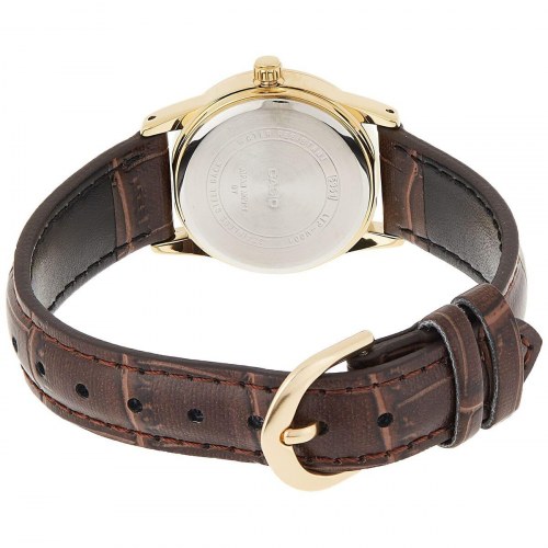 Casio Collection dameur - brun læderrem, gul urkasse, Ø 25 mm (OUTLET A)