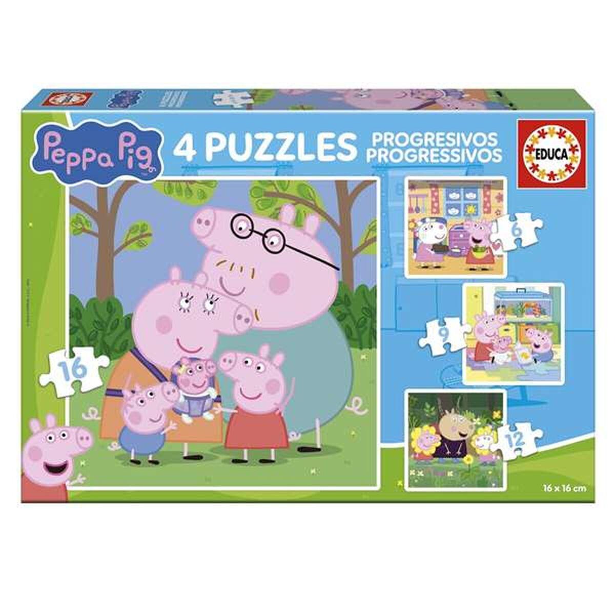 Educa Peppa Pig - 4 progressive puslespil til børn 3+