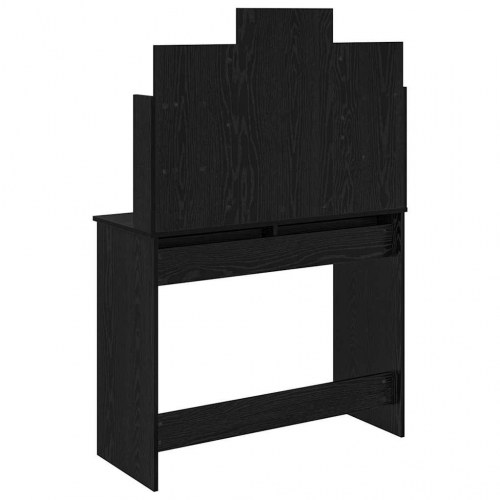 Makeupbord med spejl - sort eg, 96 × 39 × 142 cm, konstrueret træ