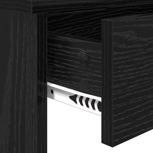 Makeupbord med spejl - sort eg, 96 × 39 × 142 cm, konstrueret træ