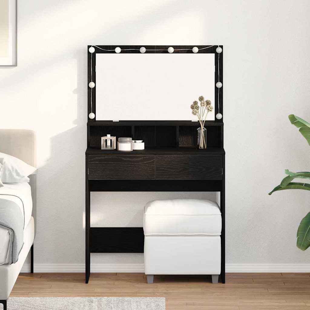 Klædeskab med skuffe Sort eg 80 x 41 x 134.5 cm Konstrueret træ