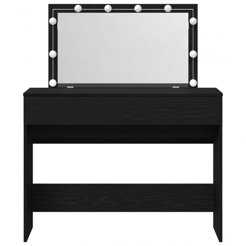Sminkebord med spejl og LED-lys - sort eg, 100 x 40 x 120 cm