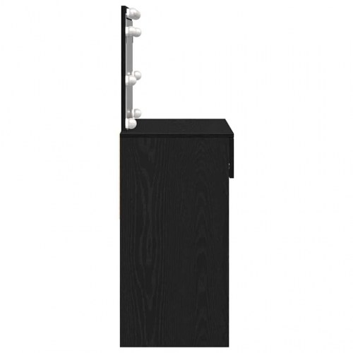 Sminkebord med spejl og LED-lys - sort eg, 100 x 40 x 120 cm