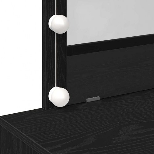 Sminkebord med spejl og LED-lys - sort eg, 100 x 40 x 120 cm