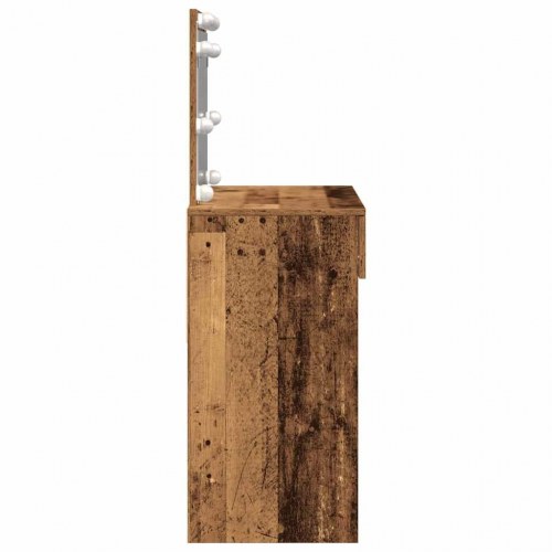 Sminkebord med LED-spejl - gammelt træ, 100 x 40 x 120 cm