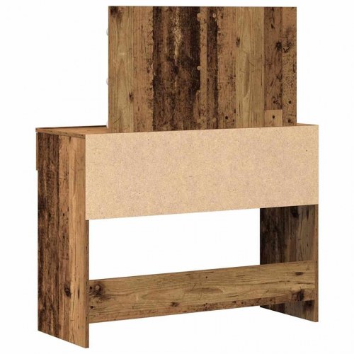 Sminkebord med LED-spejl - gammelt træ, 100 x 40 x 120 cm