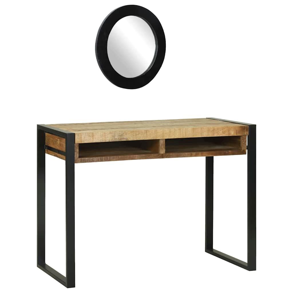 Industrielt makeupbord med spejl - massivt mangotræ, brun 100 × 50 × 75 cm
