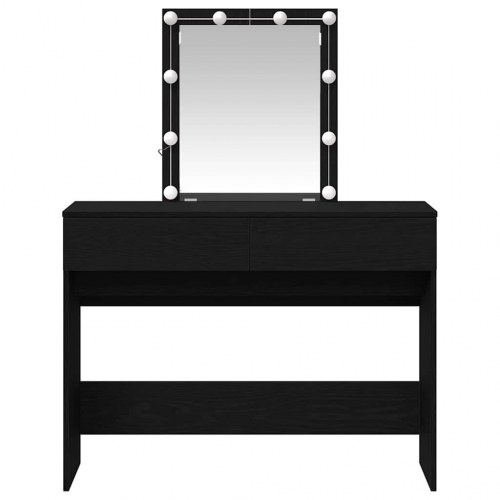 Makeupbord med LED-spejl - sort eg, 100 × 40 × 130 cm, konstrueret træ