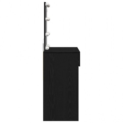 Makeupbord med LED-spejl - sort eg, 100 × 40 × 130 cm, konstrueret træ