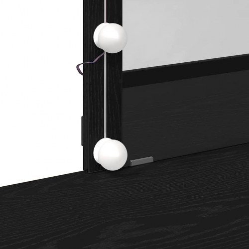 Makeupbord med LED-spejl - sort eg, 100 × 40 × 130 cm, konstrueret træ