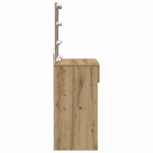 Makeupbord med LED-spejl - artisan egetræ, 100 × 40 × 130 cm, konstrueret træ
