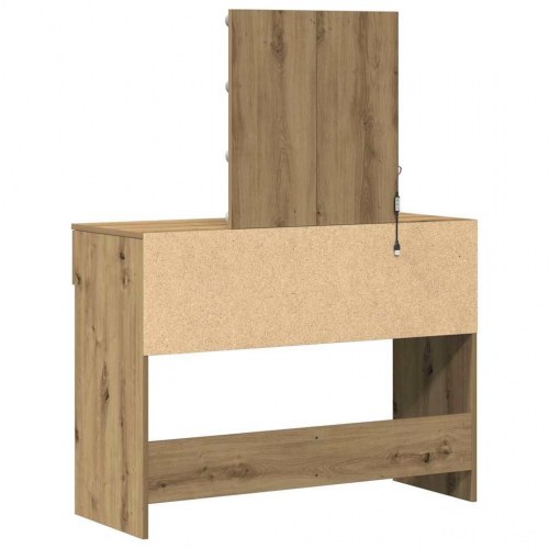 Makeupbord med LED-spejl - artisan egetræ, 100 × 40 × 130 cm, konstrueret træ