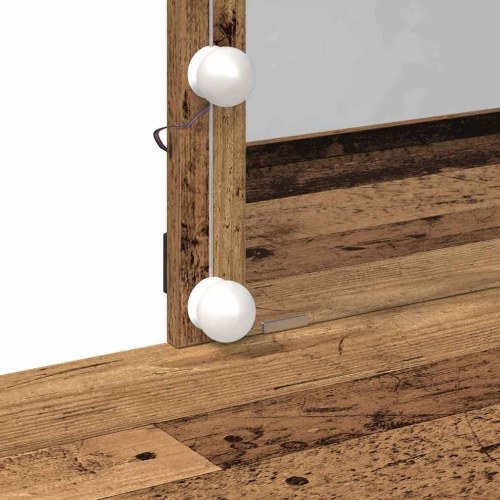 Makeupbord med LED-spejl - konstrueret træ, gammelt træ, 100 × 40 × 130 cm