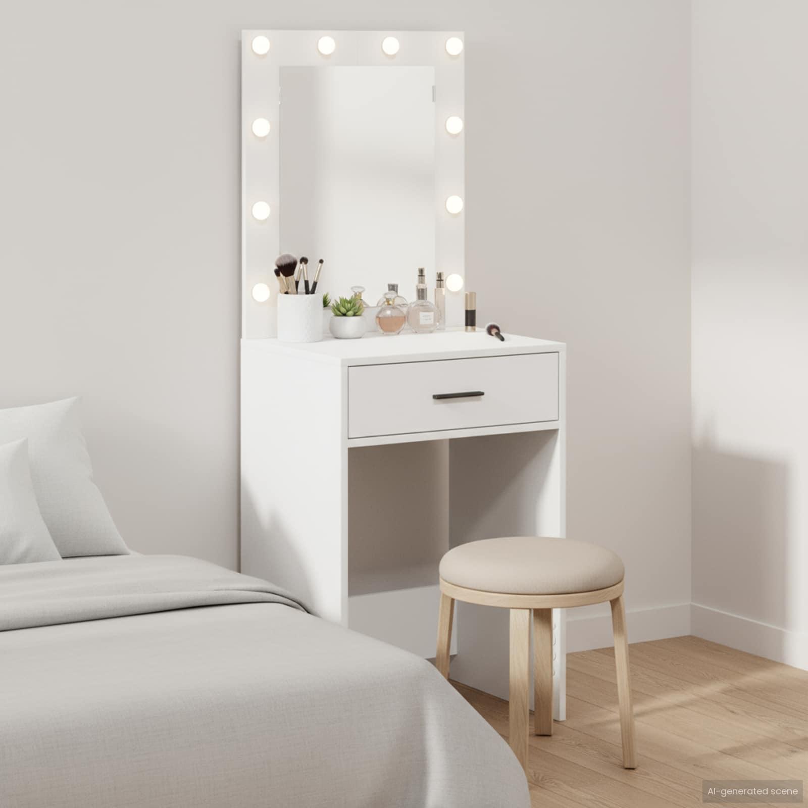 Make-up Bord med skuffe Hvid 50 x 41 x 135 cm Konstrueret træ