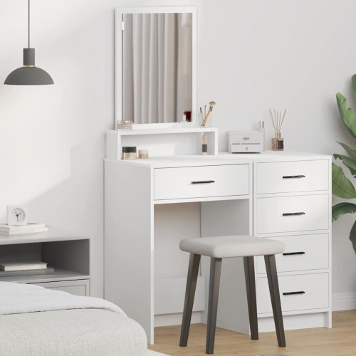 Dressingbord med skuffe Hvid 50 x 41 x 140 cm Konstrueret træ