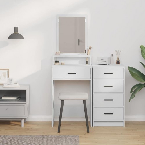 Dressingbord med skuffe Hvid 50 x 41 x 140 cm Konstrueret træ