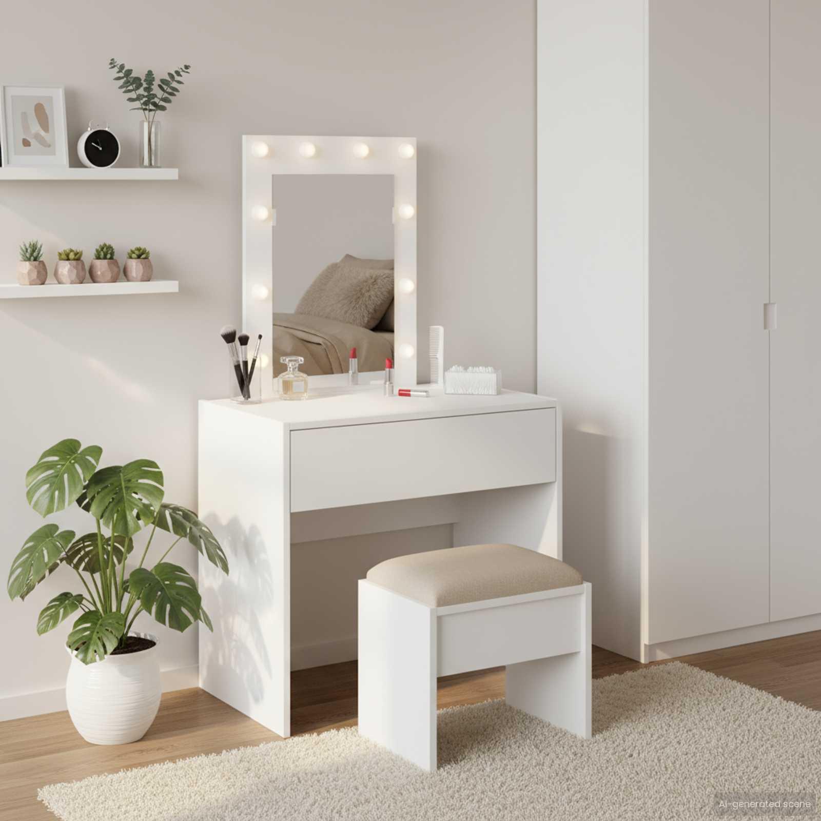 Klædeskab med skuffe Hvid 60 x 40 x 70 cm Konstrueret træ