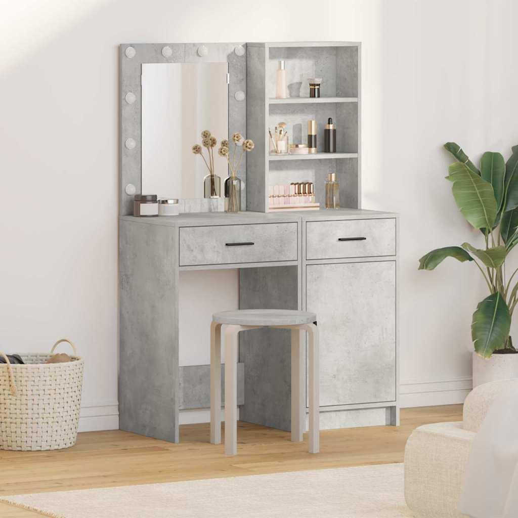 Makeupbord Sæt 2 stk Beton Grå 50 x 41 x 135 cm Konstrueret træ