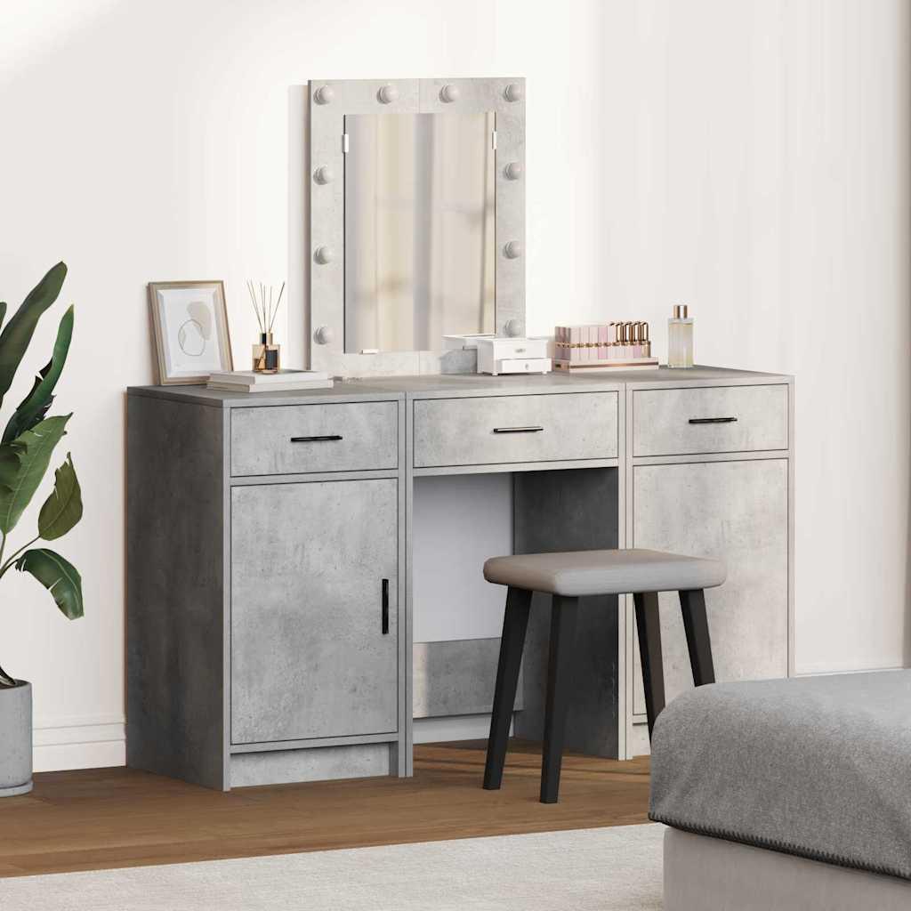 Makeupbord med spejllamper - grå 50 × 41 × 135 cm, konstrueret træ