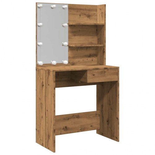 Makeupbord med LED-lys 74,5×40×141 cm - kunsteg