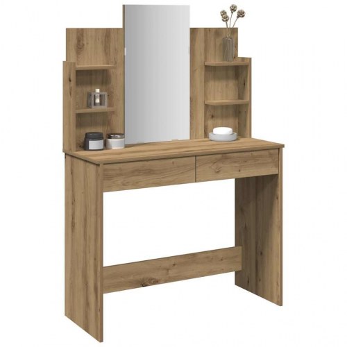 Makeupbord med spejl 96x39x142 cm - kunsteg