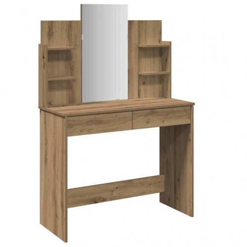 Makeupbord med spejl 96x39x142 cm - kunsteg