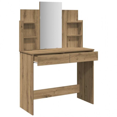 Makeupbord med spejl 96x39x142 cm - kunsteg