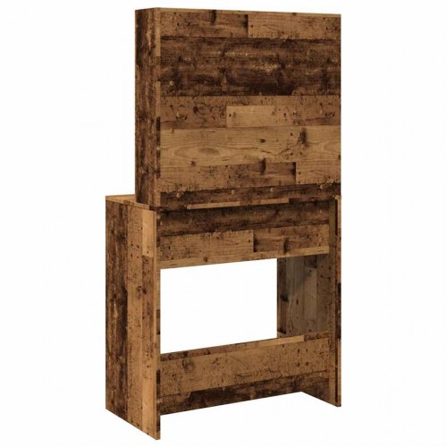 Makeupbord med LED-lys 74,5×40×141 cm - gammelt træ-look