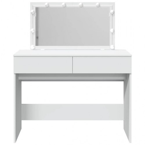 Makeupbord med LED-lys 100x40x120 cm hvid