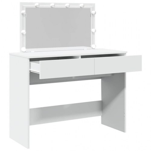 Makeupbord med LED-lys 100x40x120 cm hvid