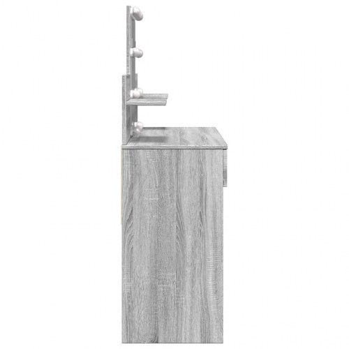 Makeupbord med LED-lys 100×40×130 cm - grå sonoma-eg
