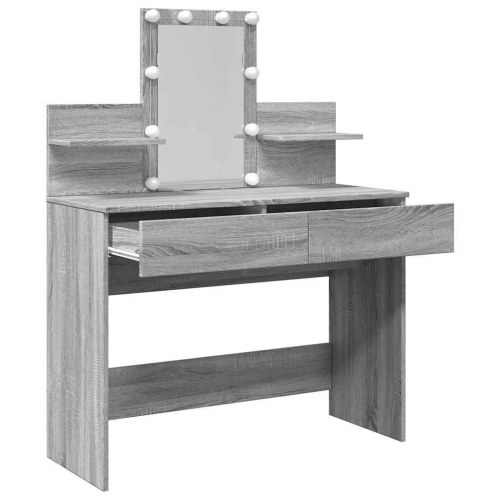 Makeupbord med LED-lys 100×40×130 cm - grå sonoma-eg