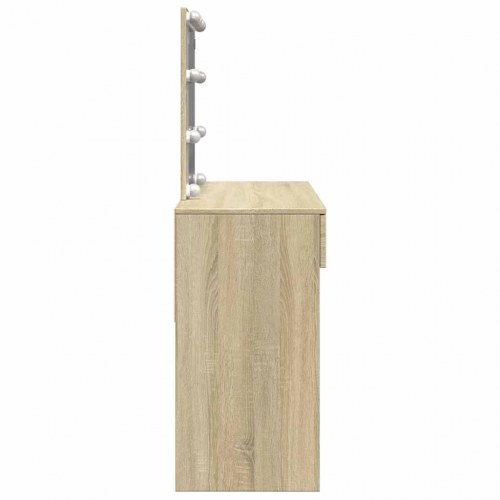Makeupbord med LED-lys 100×40×130 cm - brun sonoma-eg