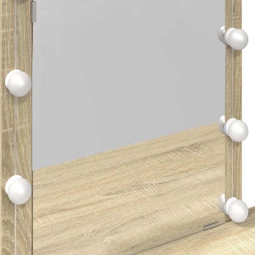 Makeupbord med LED-lys 100×40×130 cm - brun sonoma-eg