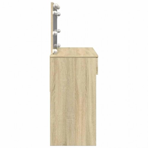 Makeupbord med LED-lys og spejl 100×40×120 cm - brun sonoma-eg