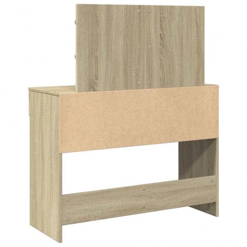 Makeupbord med LED-lys og spejl 100×40×120 cm - brun sonoma-eg