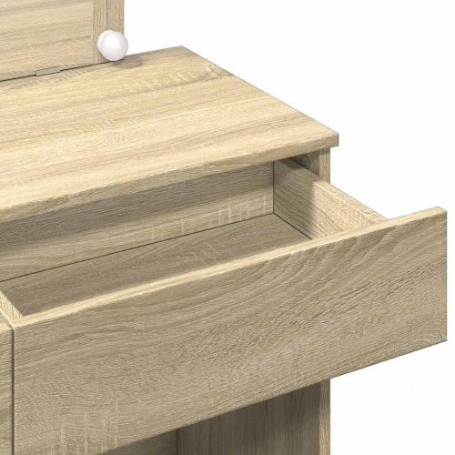 Makeupbord med LED-lys og spejl 100×40×120 cm - brun sonoma-eg