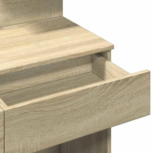 Makeupbord med LED-lys 100×40×130 cm - brun sonoma-eg