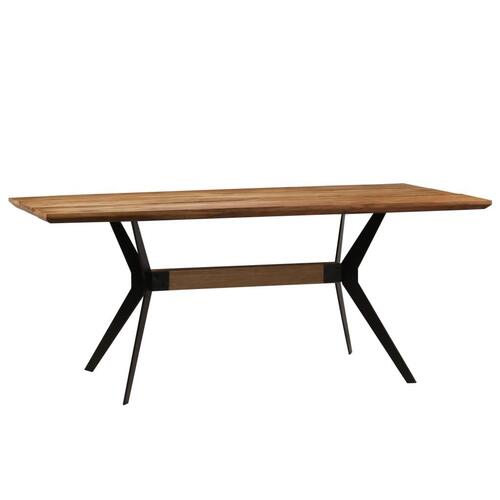 Spisebord med bænk massivt akacietræ brun og sort
