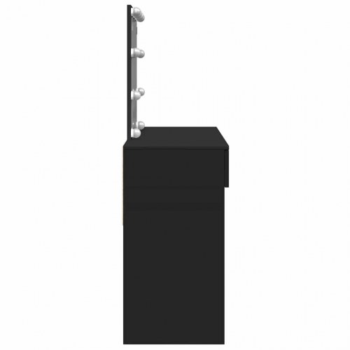 Makeupbord med LED-lys og spejl 100×40×130 cm - sort