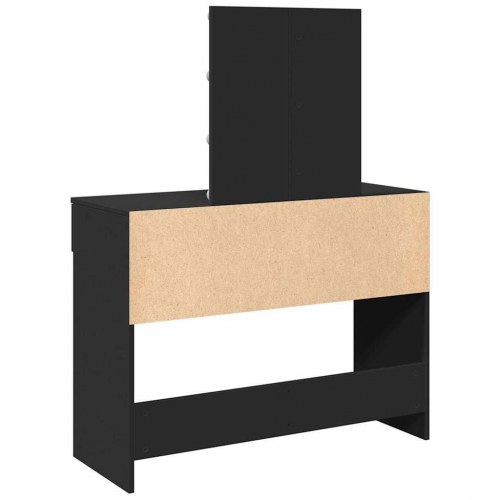 Makeupbord med LED-lys og spejl 100×40×130 cm - sort