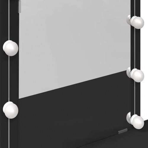 Makeupbord med LED-lys og spejl 100×40×130 cm - sort